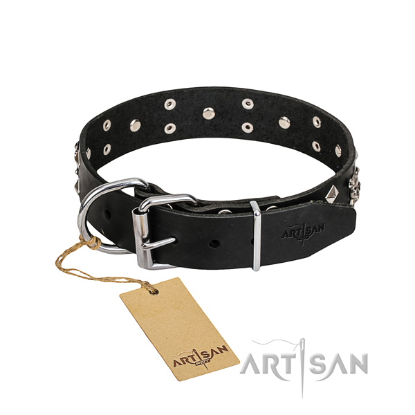 Leather dog collar with smoothed edges for comfy daily use