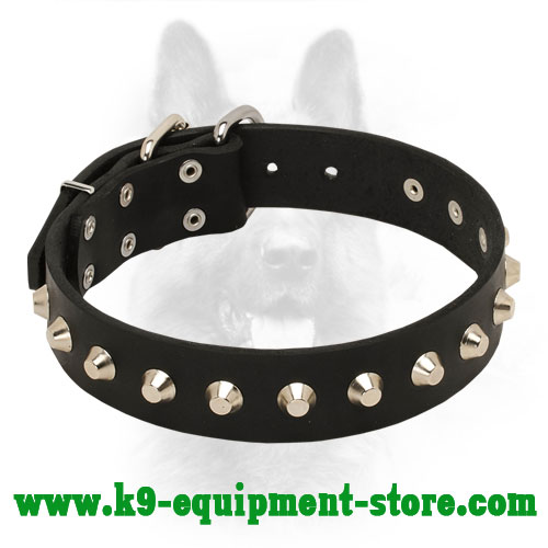 Police Dog Leather Collar for Obedience Training