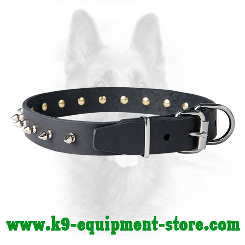 K9 Leather Collar with Ergonomic Nickel Hardware