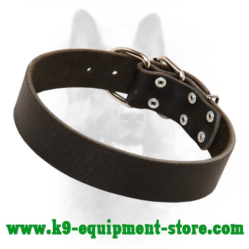 Wide K9 Dog Collar Leather for Off Leash Training