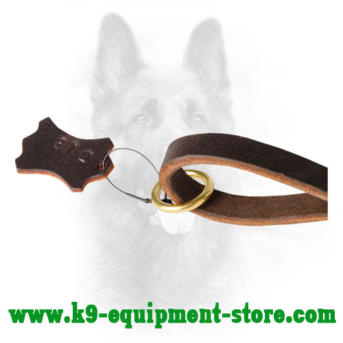Brass Floating Ring of Leather K9 Pull Tab Leash