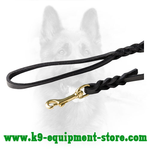 K9 Leather Dog Lead with Brass Snap Hook
