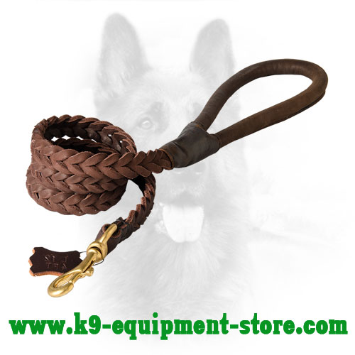 K9 Leather Dog Leash with Rust-proof Hardware