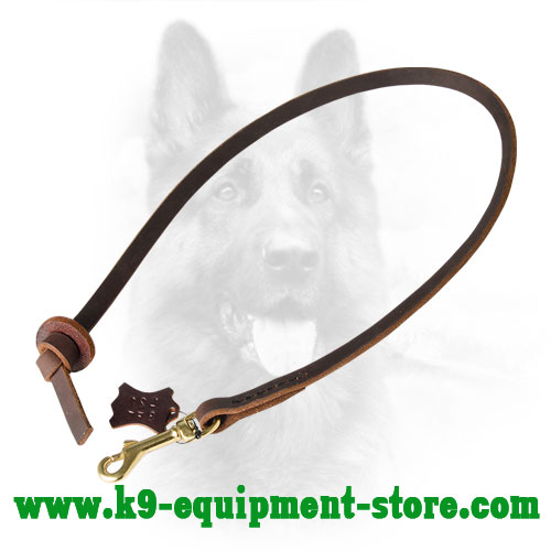 Leather Leash for Police Dog with Massive Snap Hook