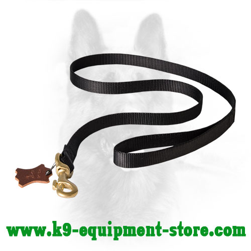 Nylon Leash for K9 Dog with Massive Brass Snap Hook