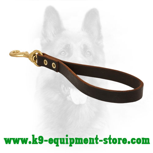 Police Dog Short Leather Leash with Rust Resistant Hardware