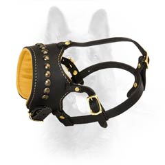 Nappa Padded K9 Dog Muzzle With Excellent Decoration