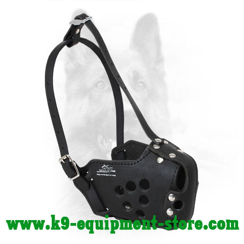 K9 Leather Muzzle with Holes for Good Air Circulation
