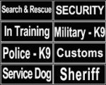 K9 Identification Patches for Dog Harnesses and Collars