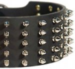 Full Spiked Latigo Leather Dog Collar For Canine Dogs