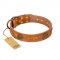 "Sun Beams" FDT Artisan Tan Leather dog Collar with Decorations
