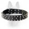 Leather K9 Collar With 3 Rows Of Spikes