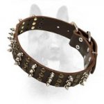 Best Studs and Spikes Leather Dog Collar For Police Dogs