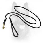 Long K9 Leather Dog Leash with Braided Decorations