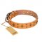 'Top-Flight' FDT Artisan Amazing Tan Leather Dog Collar