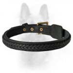 Stunning Leather K9 Dog Collar With Braid
