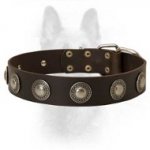 K9 Leather Dog Collar With Silver Conchos For Different Activities