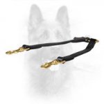 Short K9 Leather Dog Coupler for Walking 2 Dogs