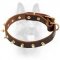 Canine Leather Dog Collar With 1 Row Of Brass Spikes