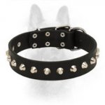 1 Row Nickel Studded Leather K9 Collar for Dog Walking in Style and Basic Training