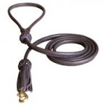 1/2 inch Leather Round Dog Leash for K-9 dogs