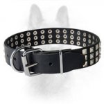 K9 Leather Dog Collar With Silver Pyramids