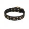 FDT Artisan 'Jolly Rojer' Leather Dog Collar with Pirate Skulls and Studs - 1 1/2 inch (40 mm) wide