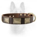 Luxury Leather Dog Collar With Massive Plates For K9 Dogs
