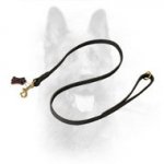 Flat Leather Dog Leash for K9 with Gold-Color Fittings