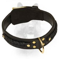 Gorgeous Wide 2 Ply Leather Dog Collar For Police Dogs