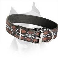 Hand Barbed Wire Painted By Our Artists Leather Dog Collar