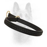 Double Ply Braided Leather Choke Dog Collar For Police Dogs