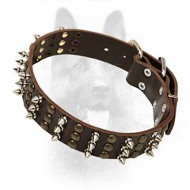 Best Studs and Spikes Leather Dog Collar For Police Dogs