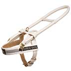 Snow White Leather Dog Harness for Guiding and Assistance