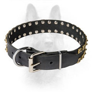 Caterpillar Style Leather Canine Collar for Walking in Style