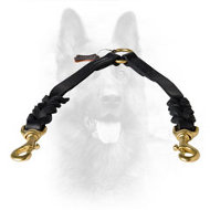 K9 Leather Dog Coupler with Decorative Braids