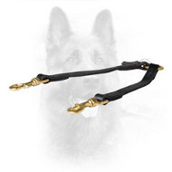 Short K9 Leather Dog Coupler for Walking 2 Dogs