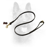 Flat Leather Dog Leash for K9 with Gold-Color Fittings