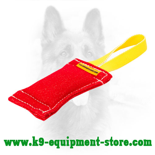 French Linen Dog Bite Tug with One Nylon Handle French Linen Dog Bite Tug with Nylon Handle