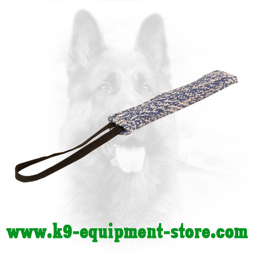 French Linen Dog Bite Tug with One Handle French Linen Canine Bite Tug with One Loop Handle