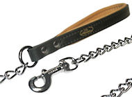 Exclusive Dog Lead With Padded Leather Handle - Chain Leash-K9 Dogs