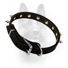 K9 Leather Dog Collar With One Row Of Spikes