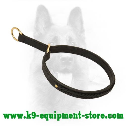 Leather Canine Choke Collar with Stitched O-rings