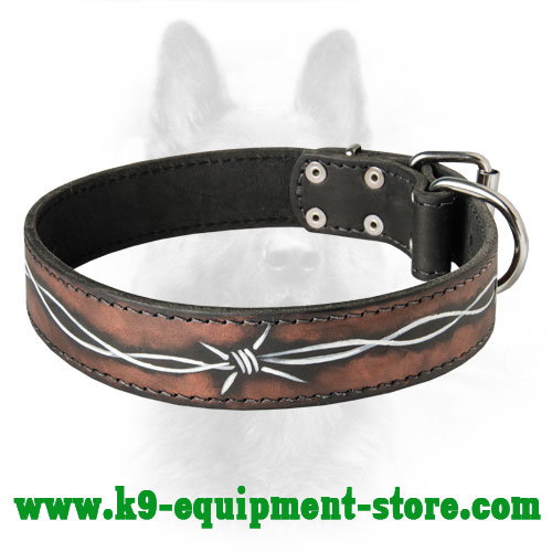 Leather K9 Dog Collar with Painting