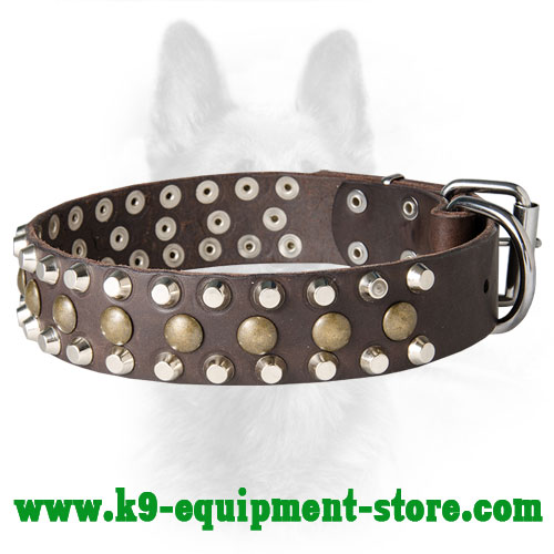 Leather Police Dog Collar with Rust Resistant Fittings