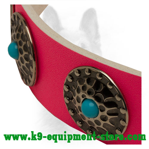 Round Circles and Blue Stones Secured with Rivets for Better Durability