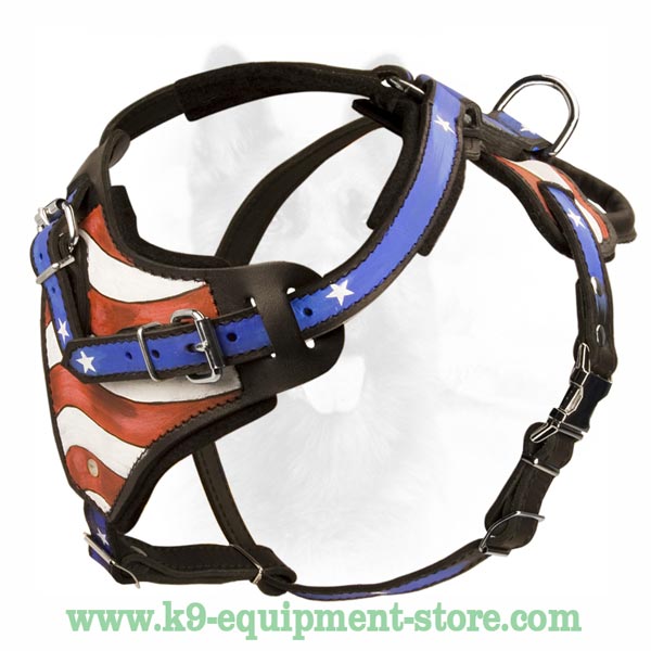 Bright Leather Dog Harness For K9 Dog