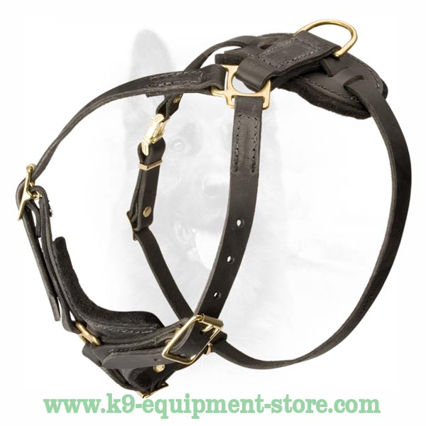 Genuine Leather K9 Dog Harness With 4 Ways Of Adjustment