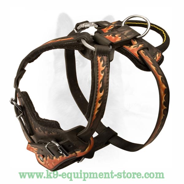 Adjustable Leather Dog Harness With Quick Release Buckle