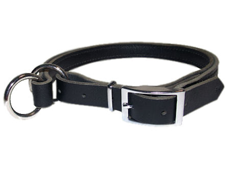 Adjustable Leather Slip Collar with NICKEL hardware for K-9 dogs